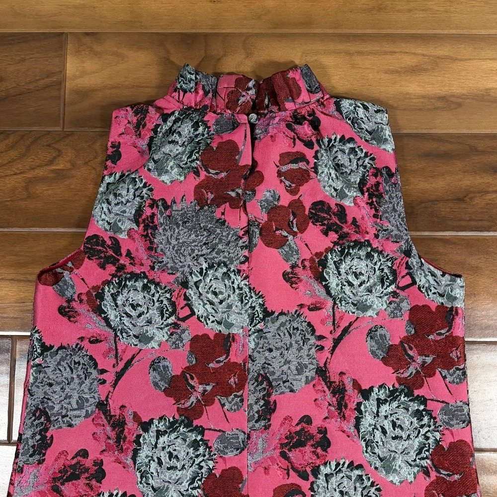 Abbey Glass Women's Size XL Pink Black Floral Jacquard Camille Gown Dress - Picture 9 of 11